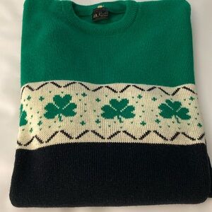 Vintage Blarney Castle Green and Navy Crewneck Sweater Sz Large